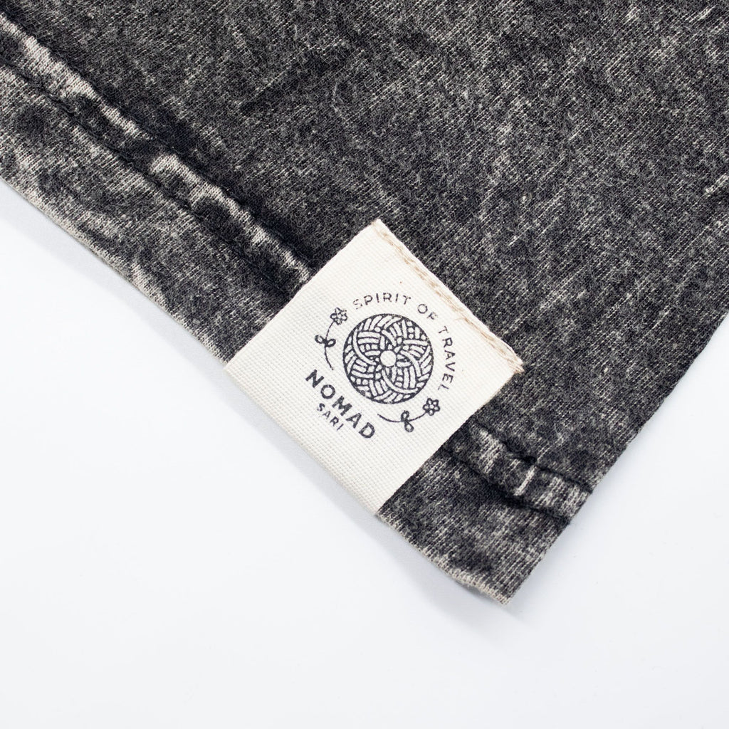 Nomad Sari Stonewashed Cotton T-Shirt - Compass of Life - Charcoal - Small
