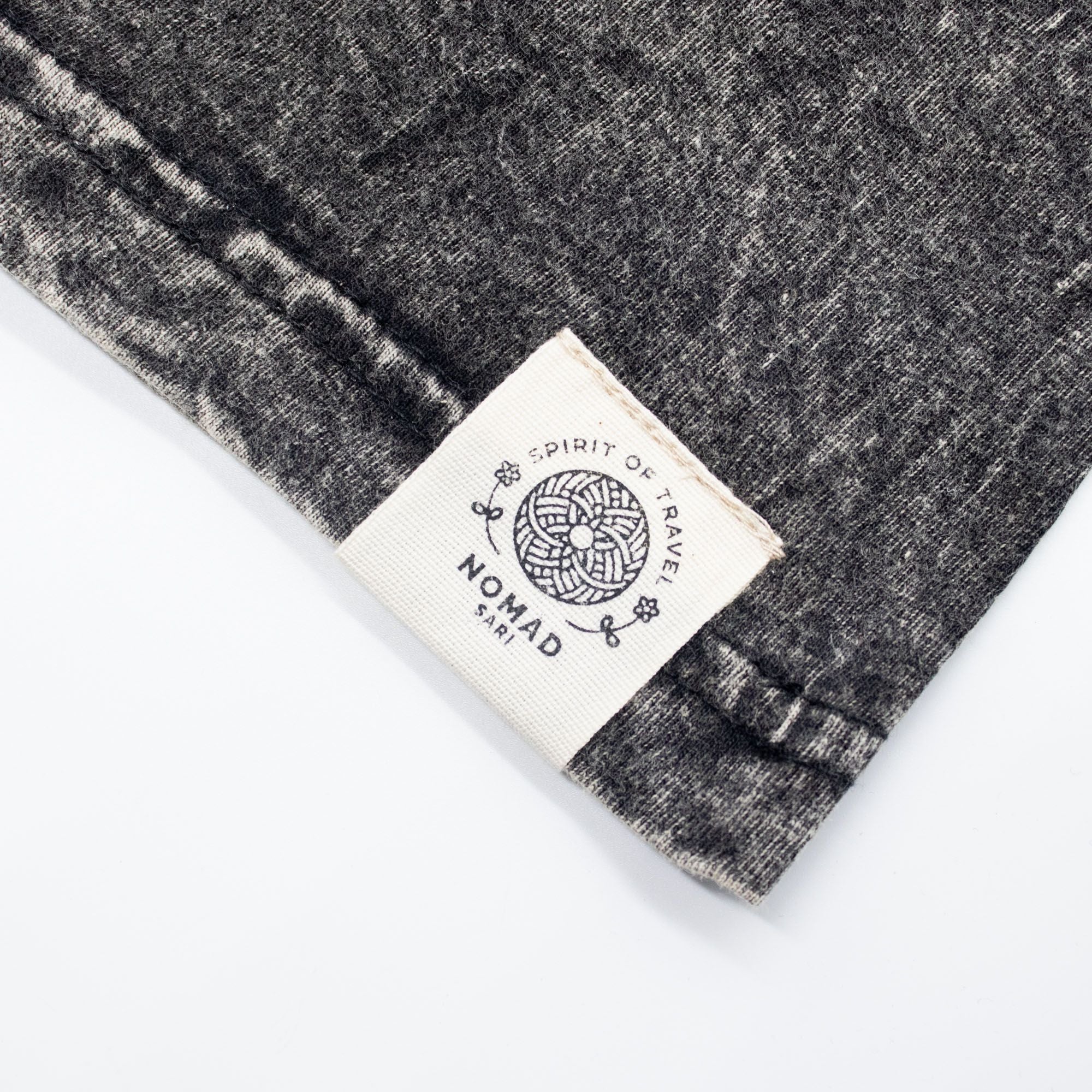 Nomad Sari Stonewashed Cotton T-Shirt - Compass of Life - Charcoal - Small