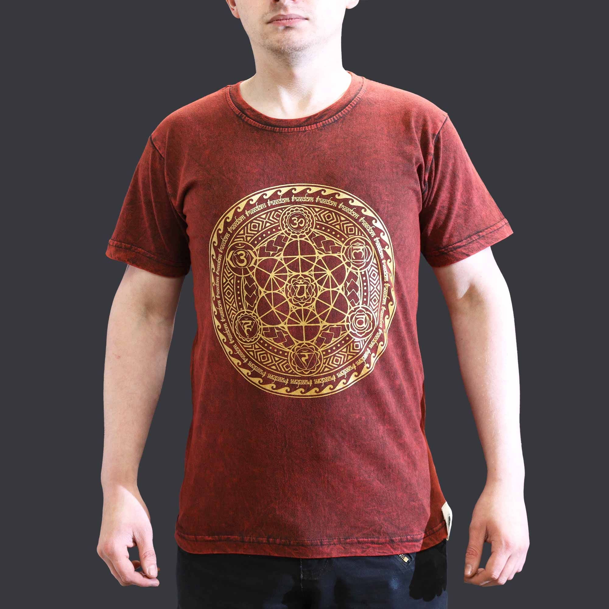 T-shirt in cotone stonewashed Nomad Sari – Chakra – Bordeaux – Piccolo