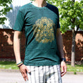 Nomad Sari Stonewashed Baumwoll-T-Shirt – Hamsa – Grün – Größe M