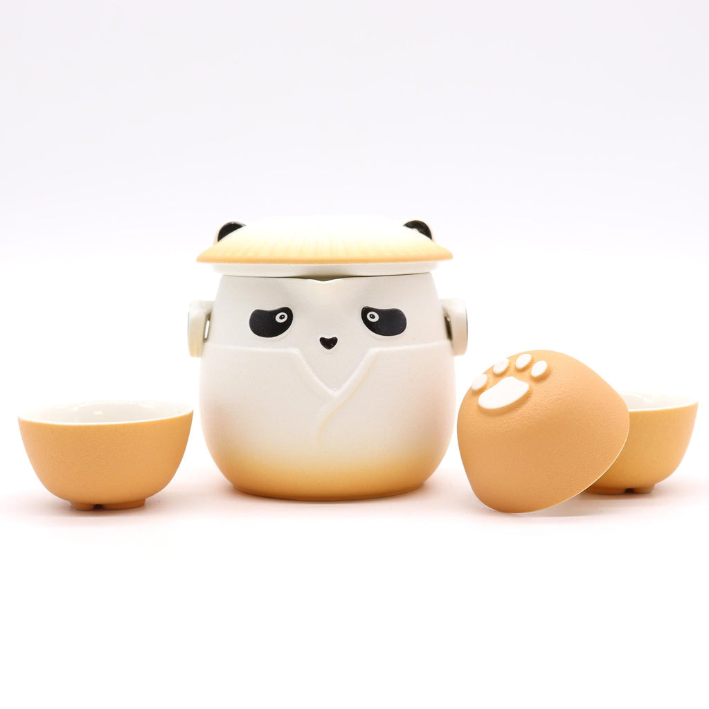 Panda Teekannenset & drei Tassen – Orange
