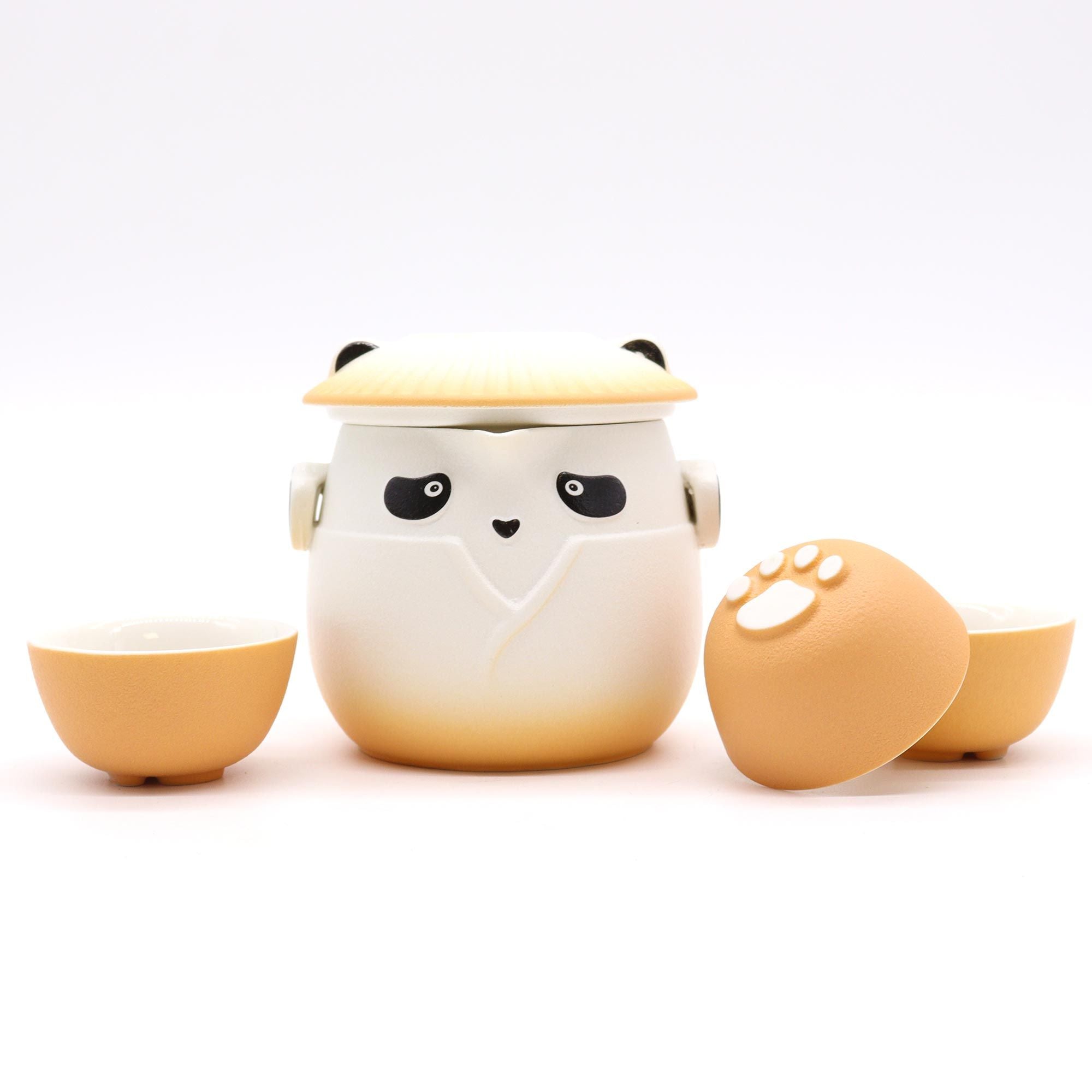 Panda Teekannenset & drei Tassen – Orange
