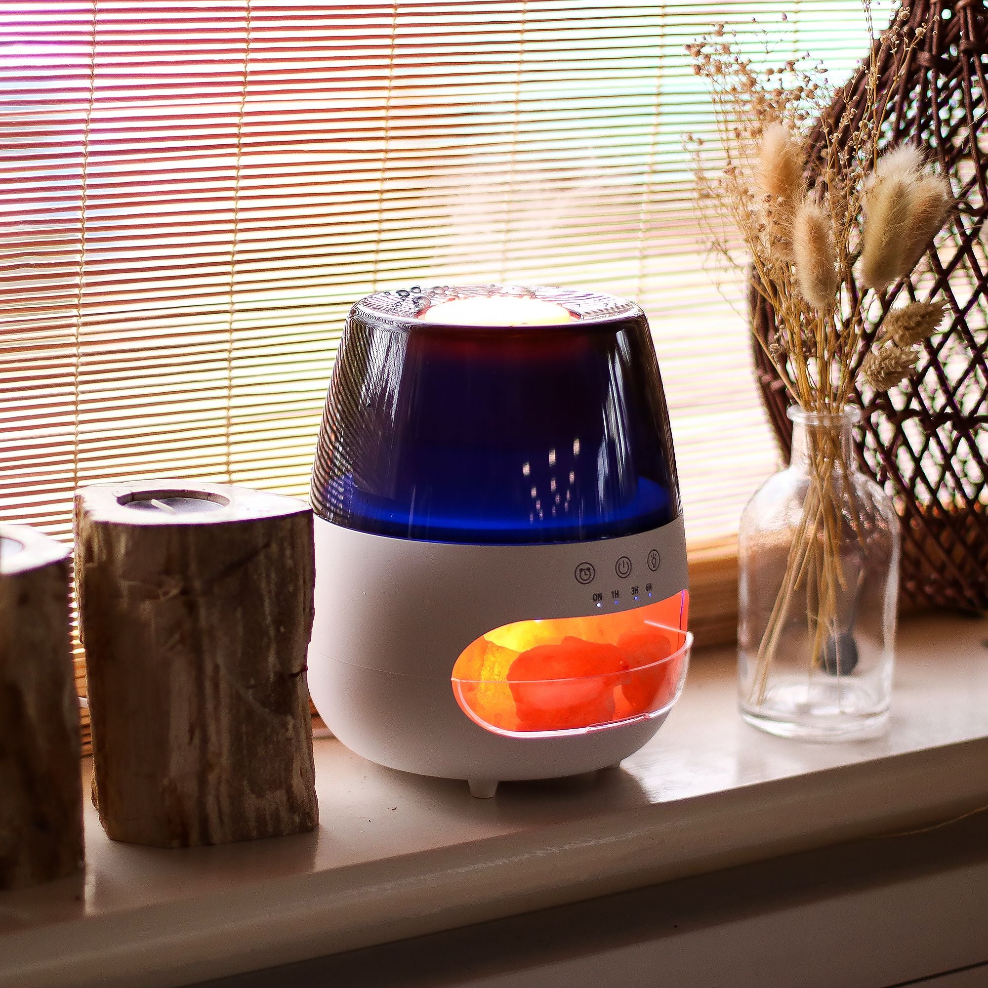 Salzstein-Flammeneffekt Aroma Diffusor – Weiß USB – Farbwechsel und Timer