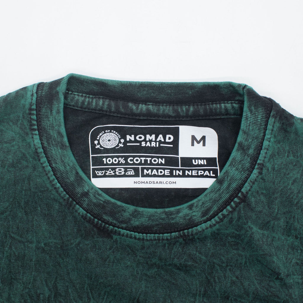 Nomad Sari Stonewashed Baumwoll-T-Shirt – Lebensbaum – Grün – Medium