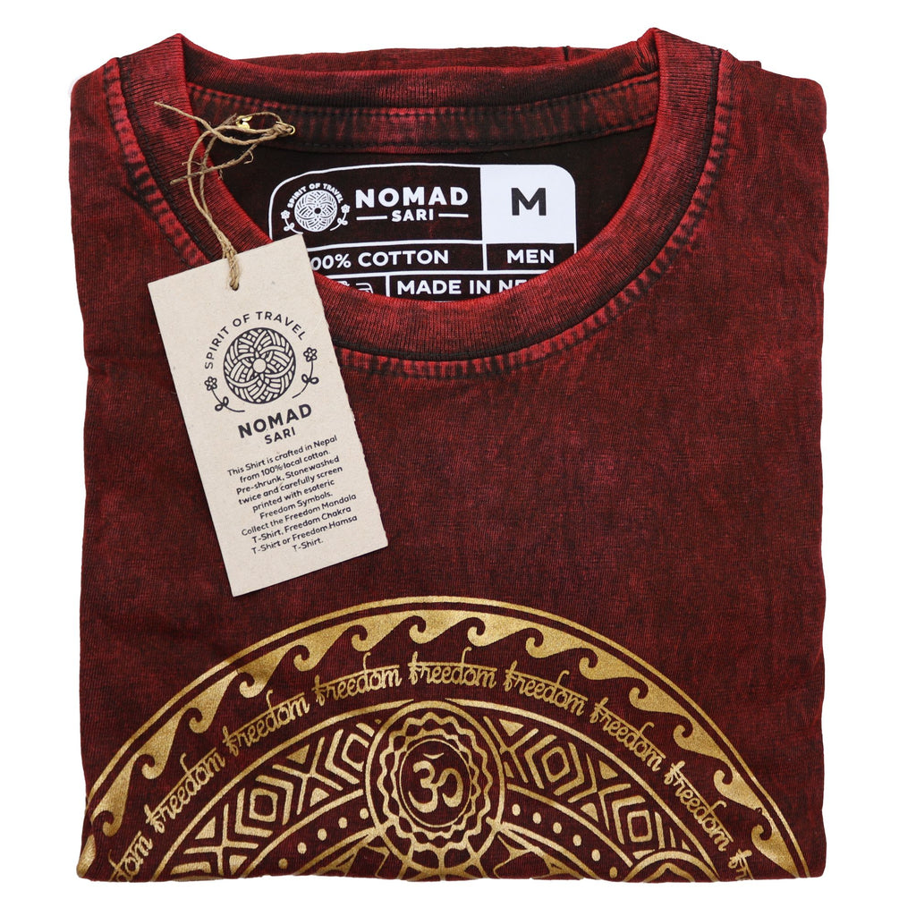 T-shirt in cotone stonewashed Nomad Sari – Chakra – Bordeaux – Medio